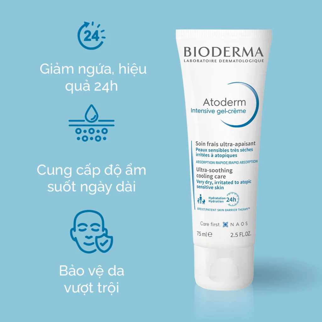 Kem dưỡng phục hồi, làm dịu da Bioderma Atoderm Intensive Gel-Creme  cho da khô