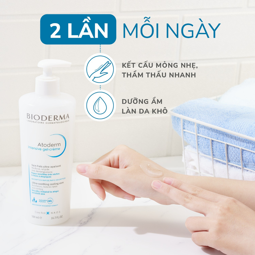 Kem dưỡng phục hồi, làm dịu da Bioderma Atoderm Intensive Gel-Creme  cho da khô