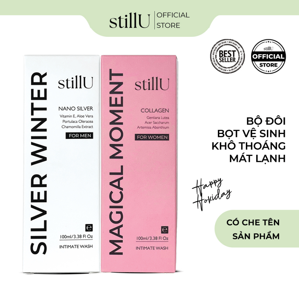 Combo dung dịch vệ sinh nam nữ tạo bọt, dung dịch vệ sinh nam nữ Silver Winter 100ml &amp; Magical Moment 100ml