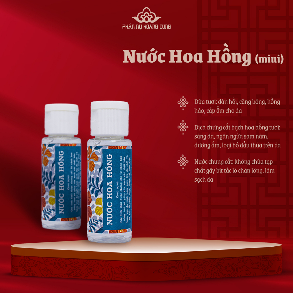 Nước hoa hồng mini 20ml Phấn Nụ Hoàng Cung-Không chứa cồn ,se khít lỗ chân lông ,làm mịn da