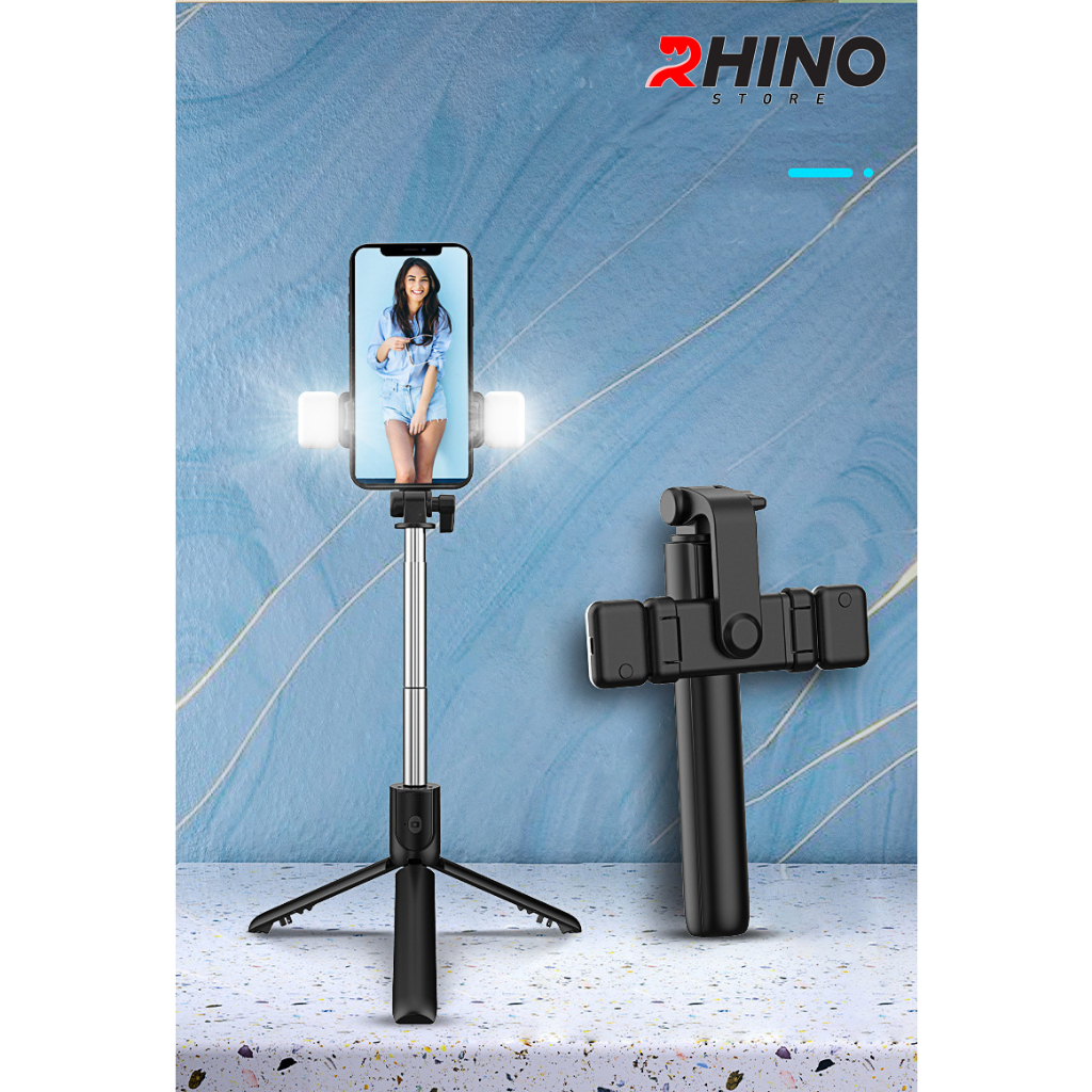 Gậy chụp ảnh, kệ đỡ điện thoại 3 chân Rhino KP101 kèm bóng đèn LED