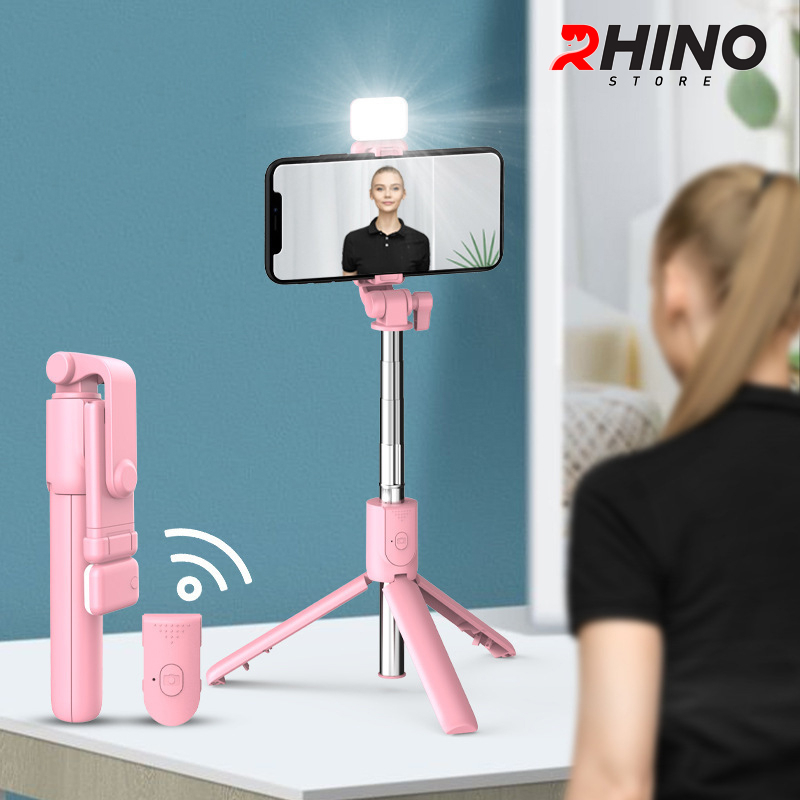 Gậy chụp ảnh, kệ đỡ điện thoại 3 chân Rhino KP101 kèm bóng đèn LED