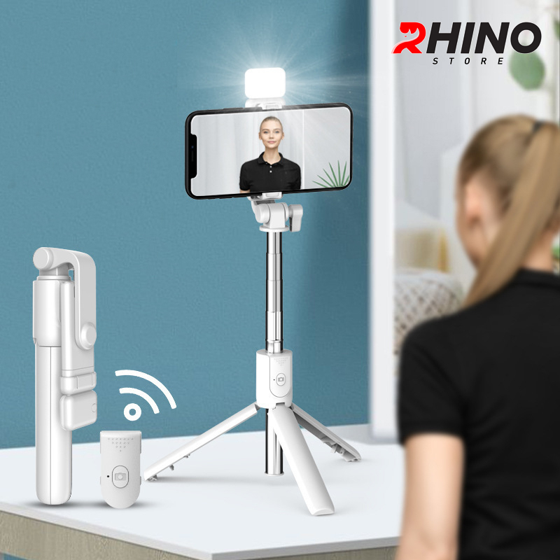 Gậy chụp ảnh, kệ đỡ điện thoại 3 chân Rhino KP101 kèm bóng đèn LED