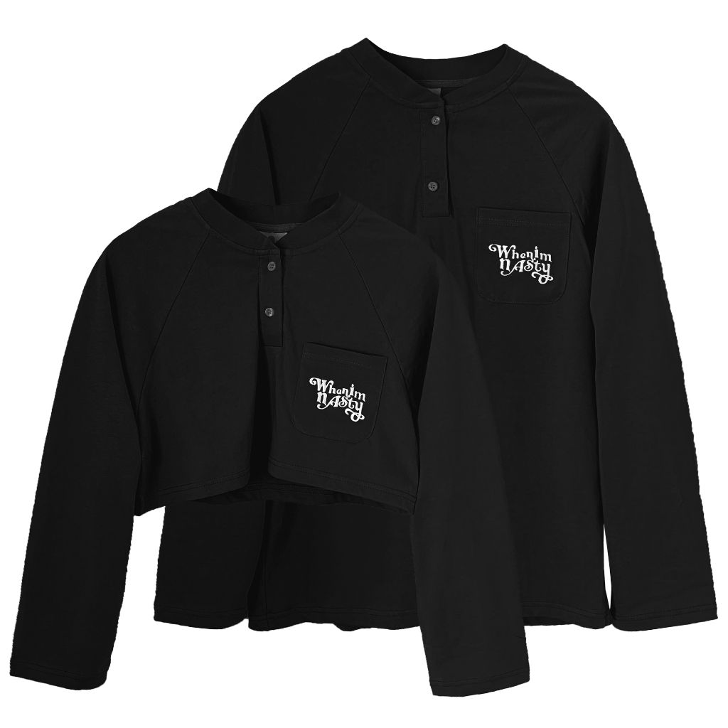 Áo polo tay dài đơn giản nam nữ vải cotton thoáng mát thêu logo Daybyday thiết kế WHENIMNASTY