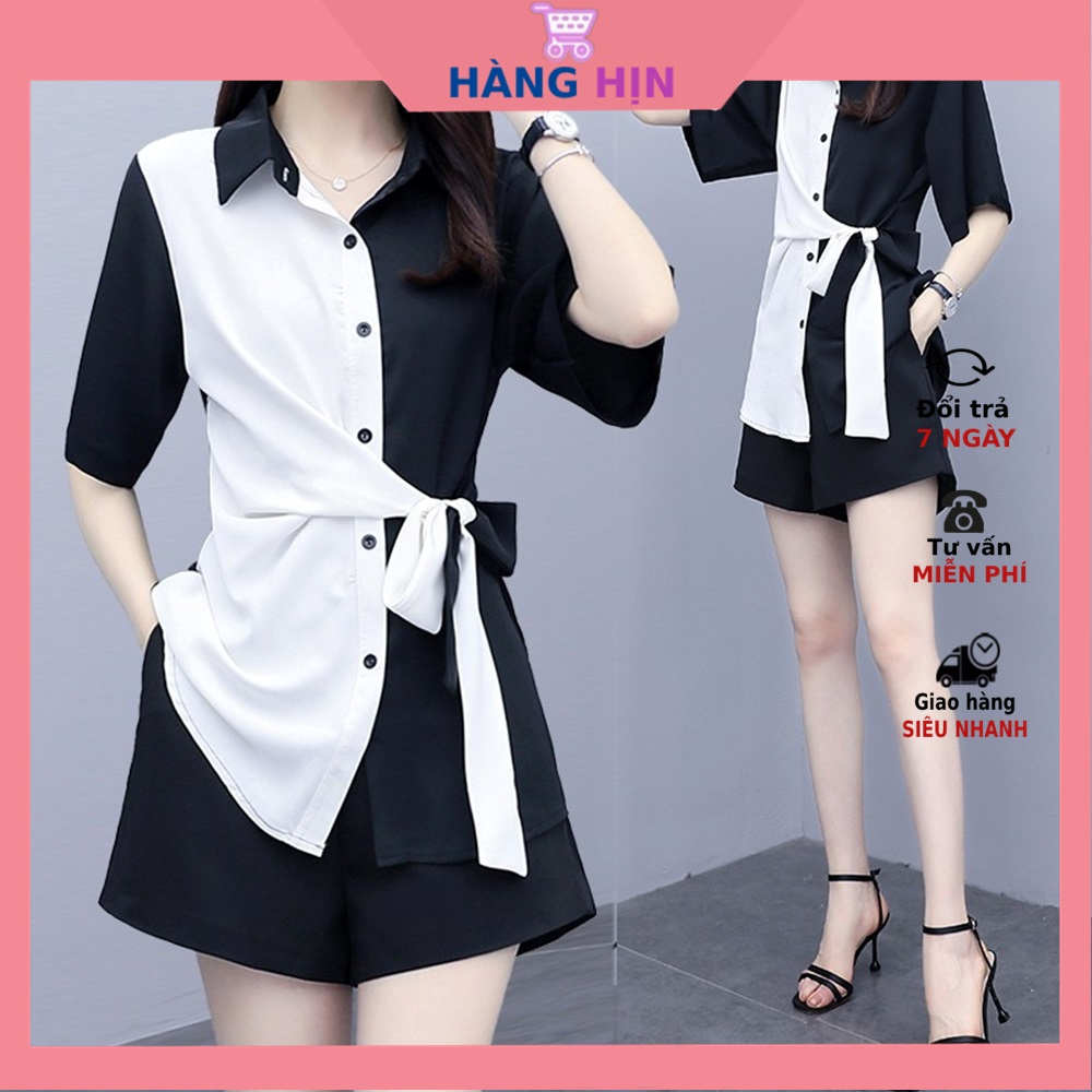 Bộ Jumpsuit Nữ Áo Sơ Mi Phối Quần Sooc Ngắn, Chất Đũi Phong Cách Thời Trang Thời Trang Cho Nữ X040