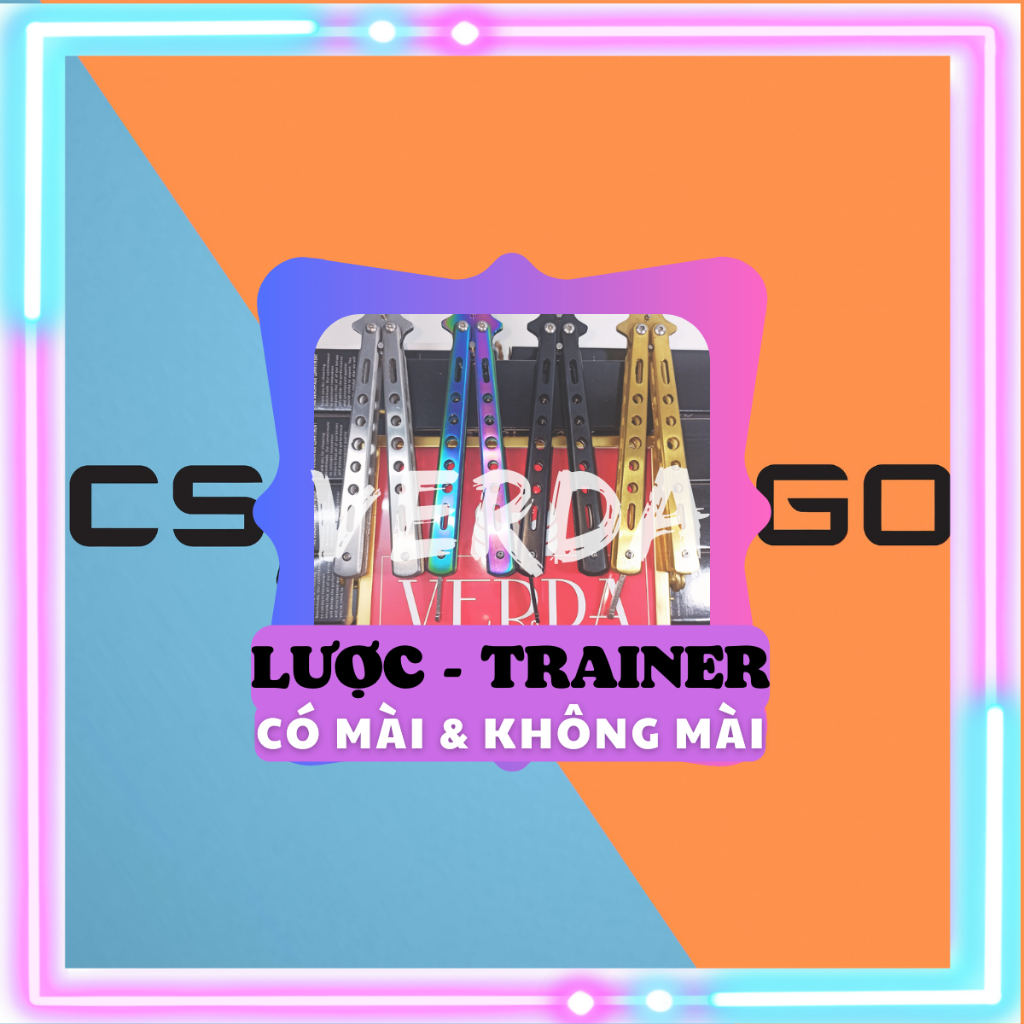 Mô hình balisong lược - lưỡi thép có mài và không mài CSGO - Đen Bạc Titan Gold butterfly tập luyện VERDA
