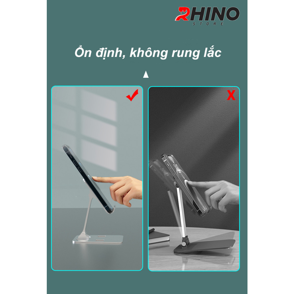 Giá đỡ, kệ đỡ điện thoại Rhino KP902 bằng thép để bàn tiện lợi có thể gấp gọn