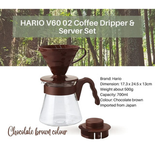 Set Bình Pha Cà Phê Drip Hario V60 Coffee server 02 Set #Nâu