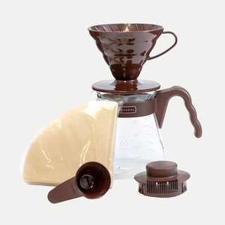 Set Bình Pha Cà Phê Drip Hario V60 Coffee server 02 Set #Nâu