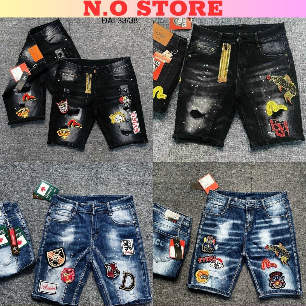 Quần short jean nam đen rách thêu logo siêu cấp chất bò vải dày đẹp mẫu mới nhất cao cấp N.O_STORE