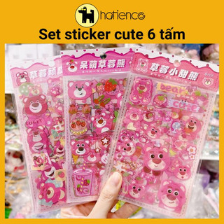 Sticker cute, hình dán trong suốt dễ thương bộ 6 tấm chống nước