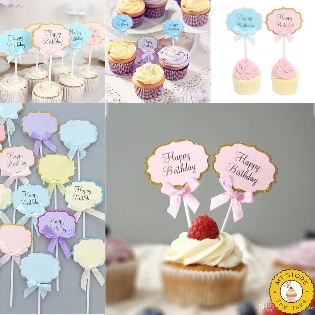 Set 5 topper thiệp cắm Happy Birthday, set cắm thiệp viết lời chúc