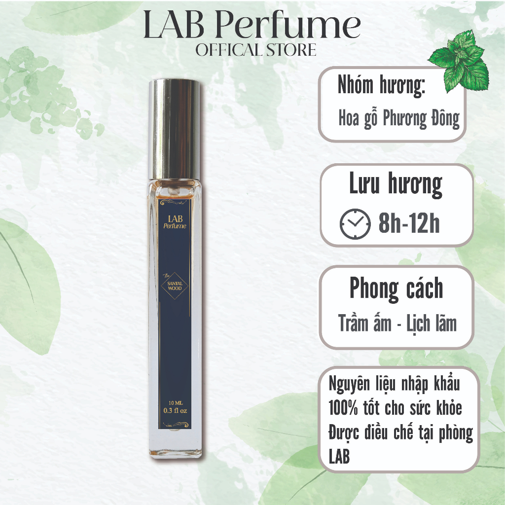 Nước hoa nam Lab Perfume Santal Wood 10ml Hương Gỗ Cổ Điển, Nam Tính