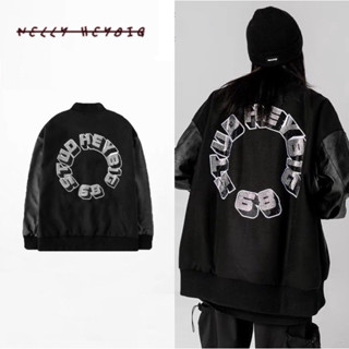 [Sẵn] Áo Khoác Tay Da [6397] Nelly Heybig Bomber đính đá Form Rộng Dành Cho Nam Và Nữ 109