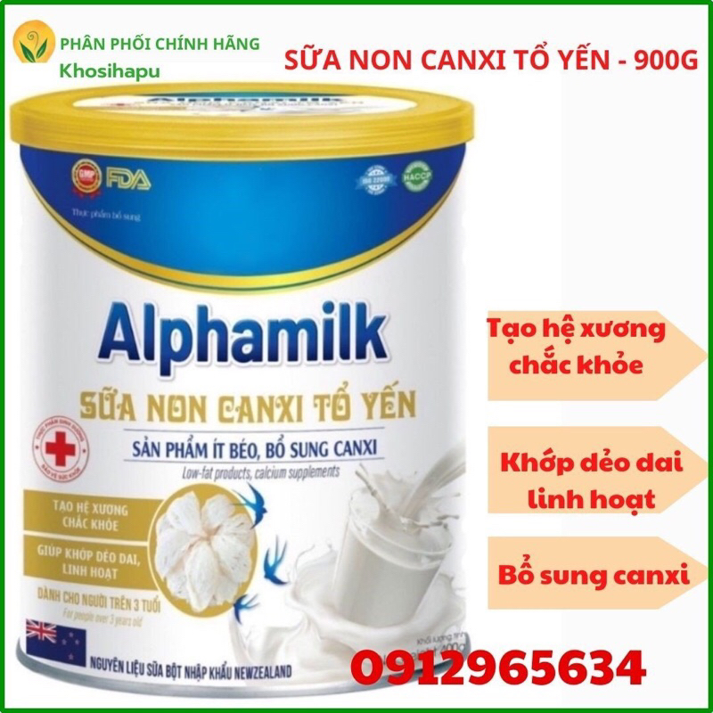 900g Sữa non Canxi tổ yến Alphamilk cung cấp dinh dưỡng cho cơ thể phục hồi bổ sung canxi chắc xương khớp tăng chiều cao