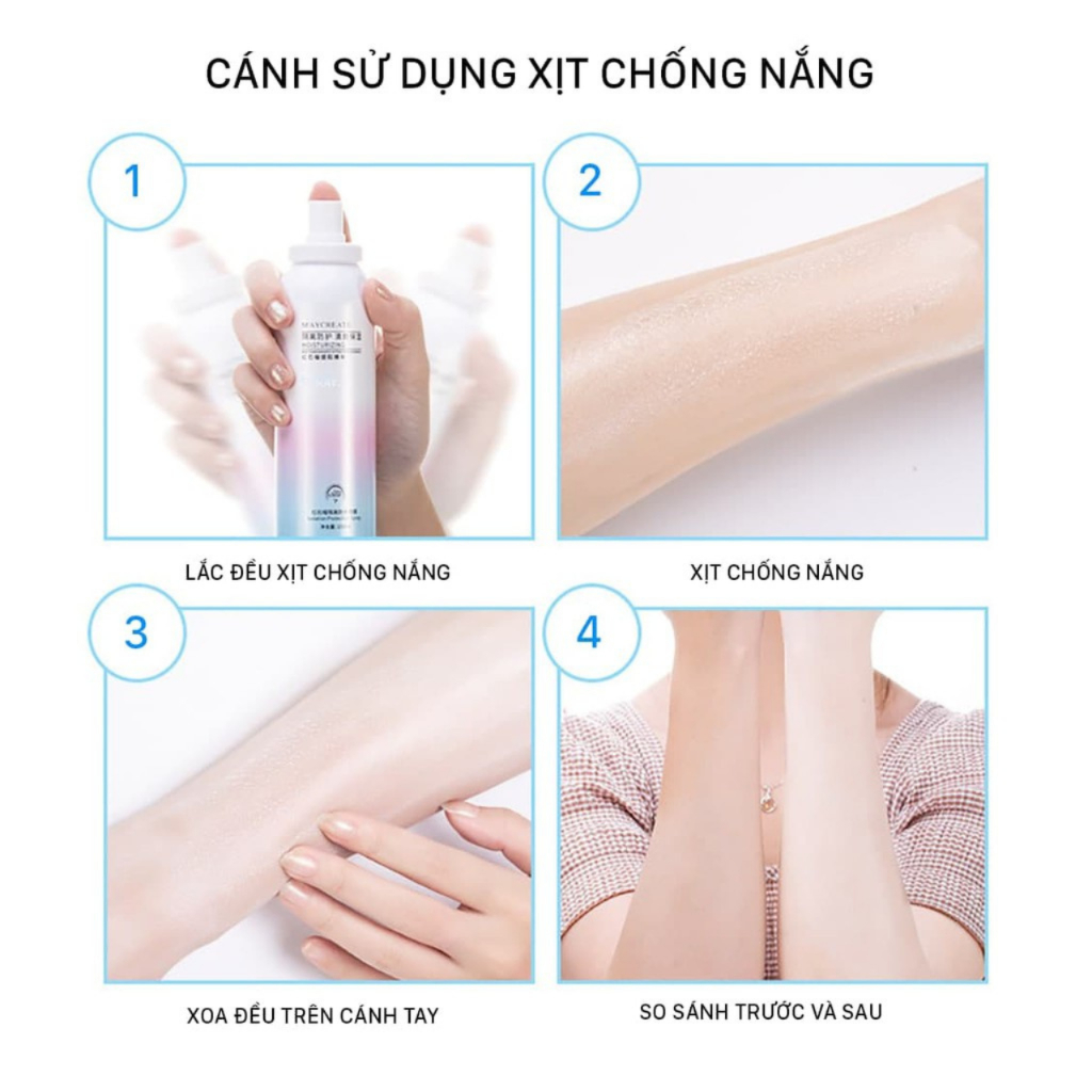 Xịt Chống Nắng Maycreate 150ML - Chống Nắng Dưỡng Da Nâng Tông chính hãng