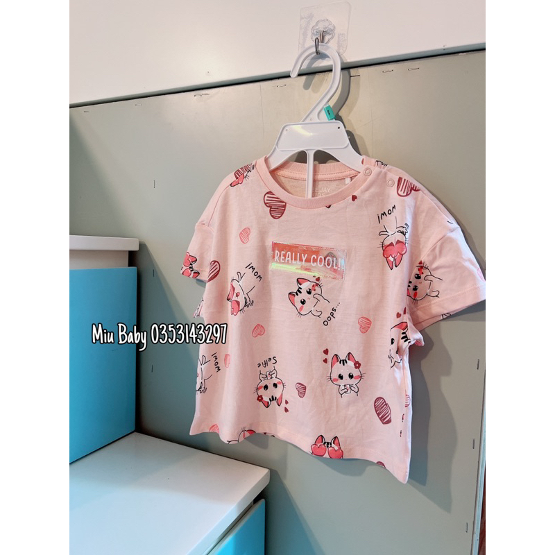 Áo gj cộc tay hồng phối nhũ bé gái du xin