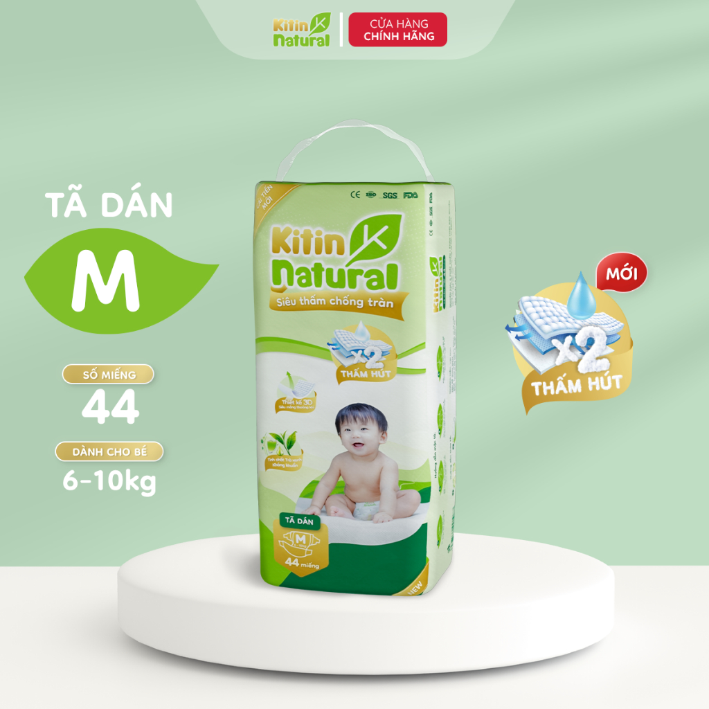 Tã/Bỉm dán Kitin Natural size NB56/S50/M44/L40