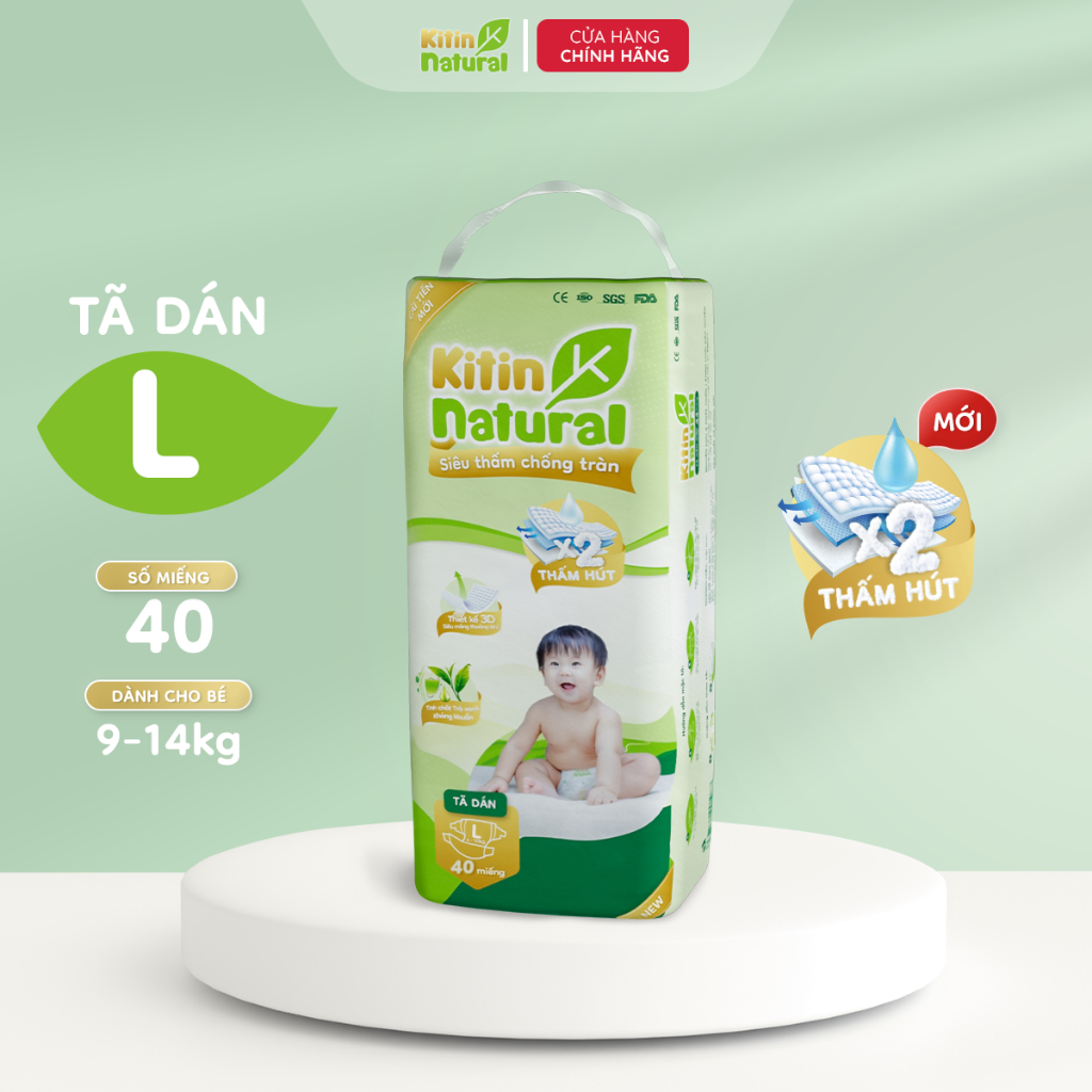 Tã/Bỉm dán Kitin Natural size NB56/S50/M44/L40