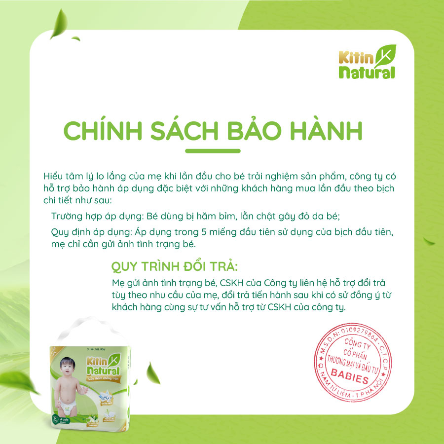 Combo 5 bịch Tã/Bỉm Kitin Natural dán Kitin Natural size NB56/S50/M44/L40