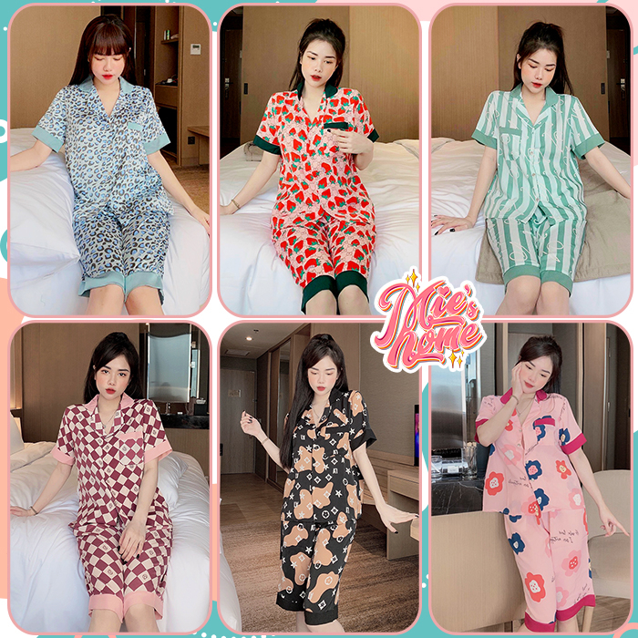 Đồ bộ lửng mặc nhà ngủ nữ lụa siêu mát mịn-ảnh thật