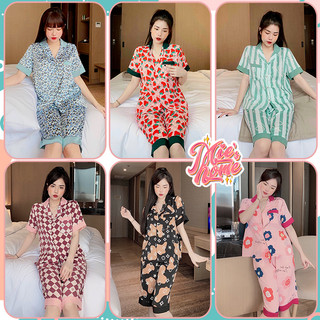 Đồ bộ lửng mặc nhà ngủ nữ lụa siêu mát mịn-ảnh thật