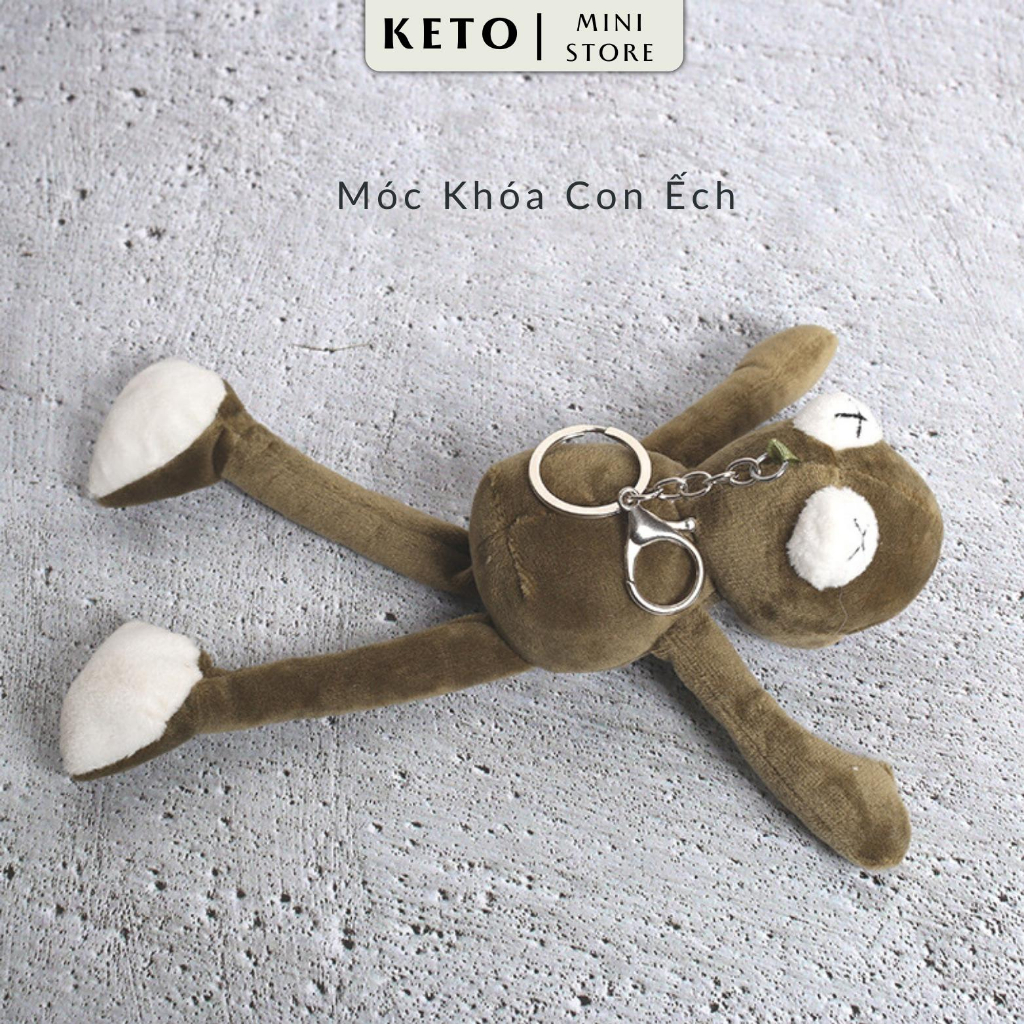 Móc khóa cute treo balo cặp túi mini, Móc khóa con ếch xanh chân dài miệng to, Móc chìa khóa xe máy đẹp dễ thương M01