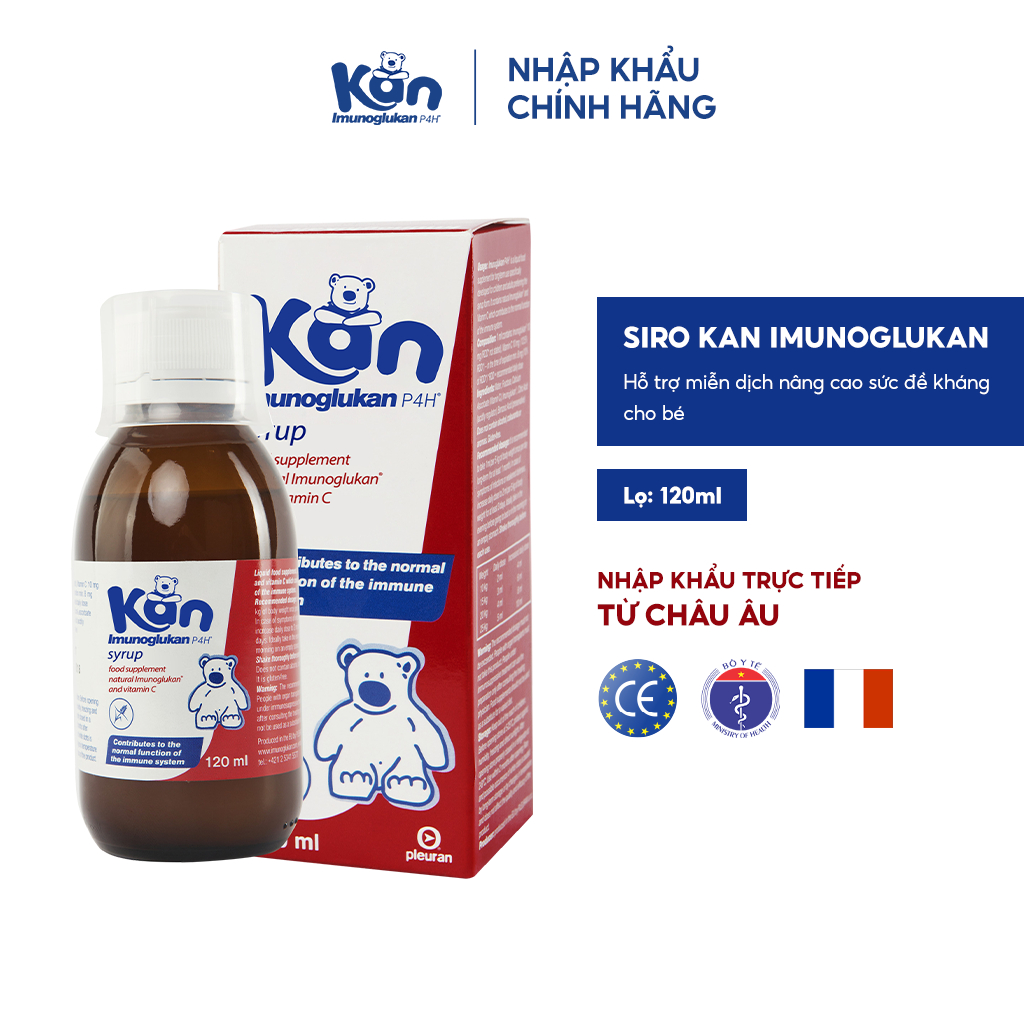 Siro Kan ImunoGlukan hỗ trợ miễn dịch nâng cao sức đề kháng cho bé - chai 120ml
