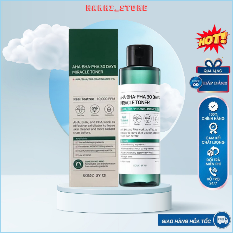 Nước hoa hồng Some By Mi làm sạch da dầu mụn trong 30 ngày AHA-BHA-PHA 30 Days Miracle Toner 150ml