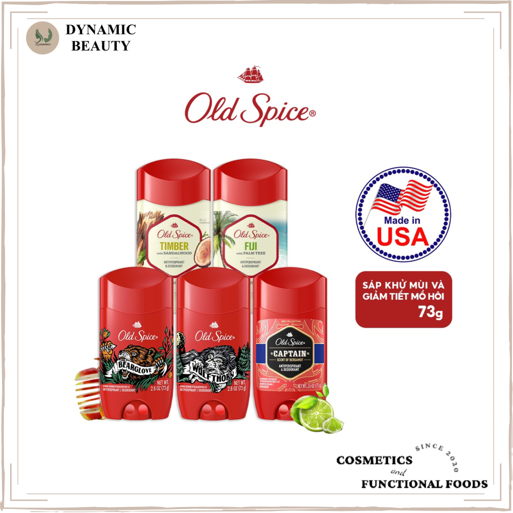 [Tem chính hãng] Sáp khử mùi và ngăn tiết mồ hôi Old spice nhiều mùi hương 73g của Mỹ