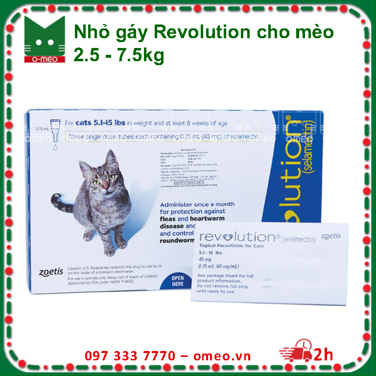 TUÝP NHỎ GÁY REVOLUTION NỘI NGOẠI KÝ SINH CHO CHÓ MÈO TRÊN 6 TUẦN TUỔI