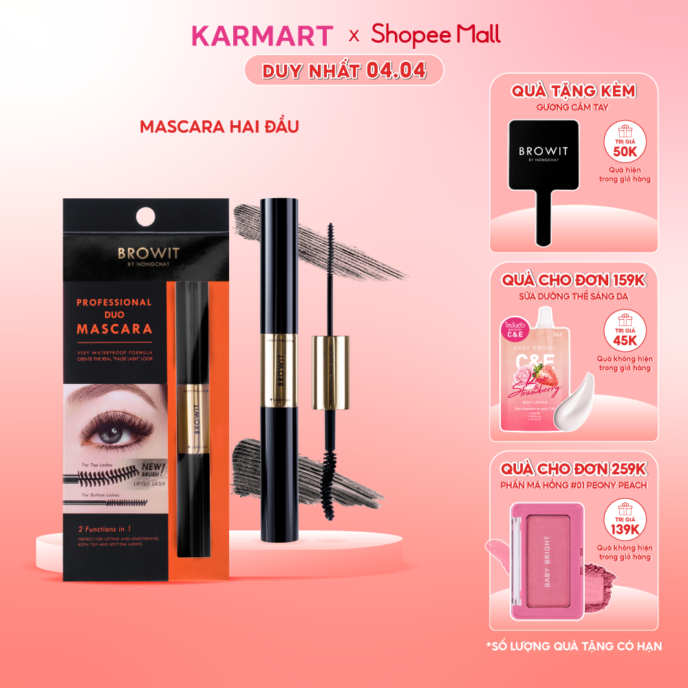 [Mã BMLT35 giảm đến 35K đơn 99K] Mascara 2 Đầu Browit Professional Duo Mascara 4 + 4g SEXY BLACK