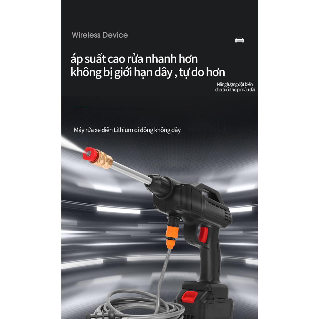 MÁY RỬA XE CẦM TAY PIN 40P - MÁY RỬA XE MINI DÙNG PIN - BẢO HÀNH 12 THÁNG