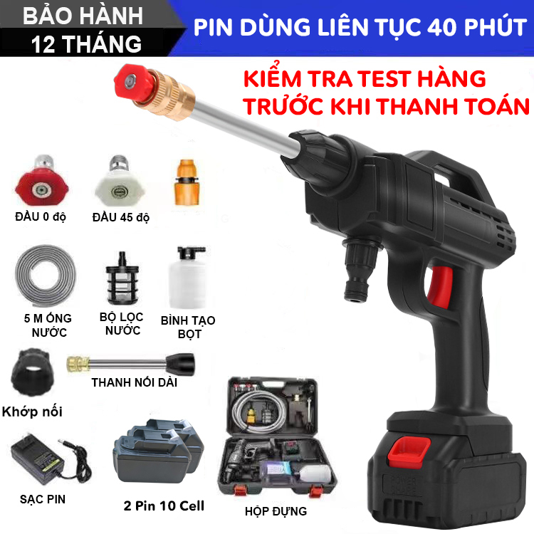 MÁY RỬA XE CẦM TAY PIN 40P - MÁY RỬA XE MINI DÙNG PIN - BẢO HÀNH 12 THÁNG