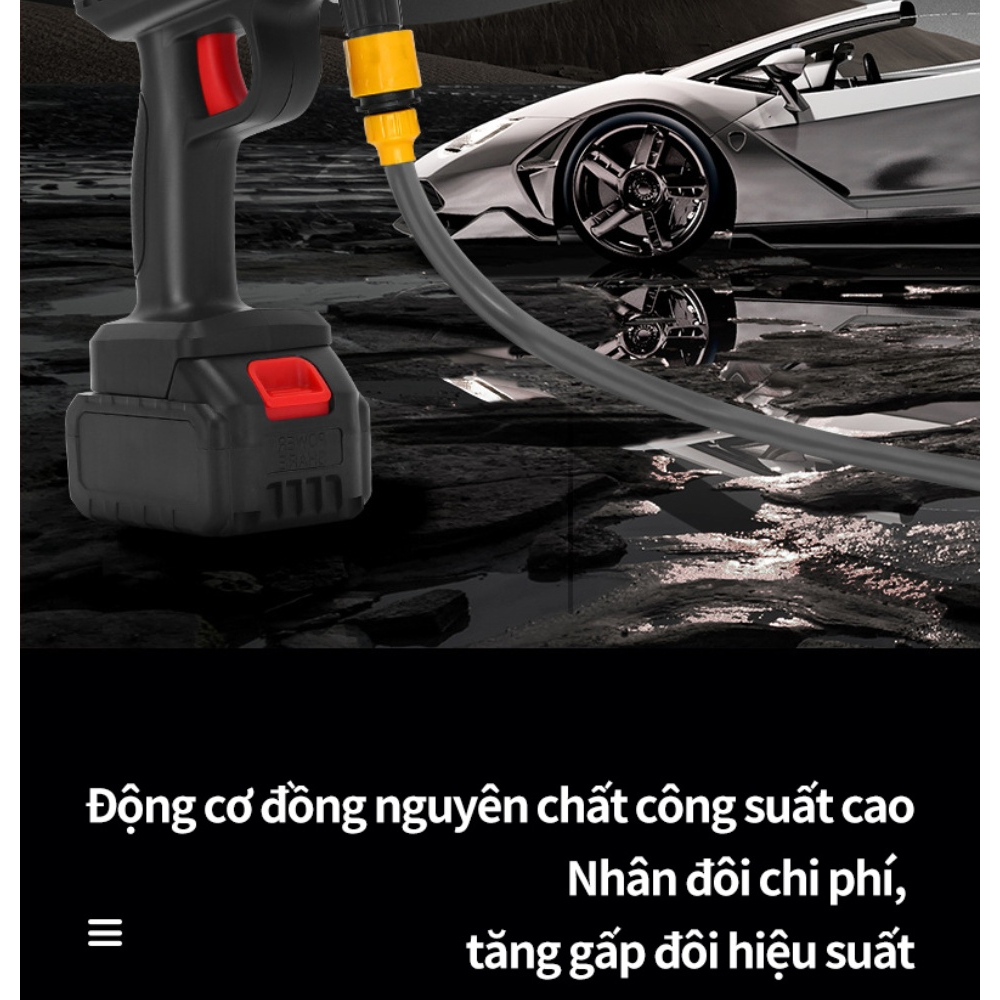 MÁY RỬA XE CẦM TAY PIN 40P - MÁY RỬA XE MINI DÙNG PIN - BẢO HÀNH 12 THÁNG