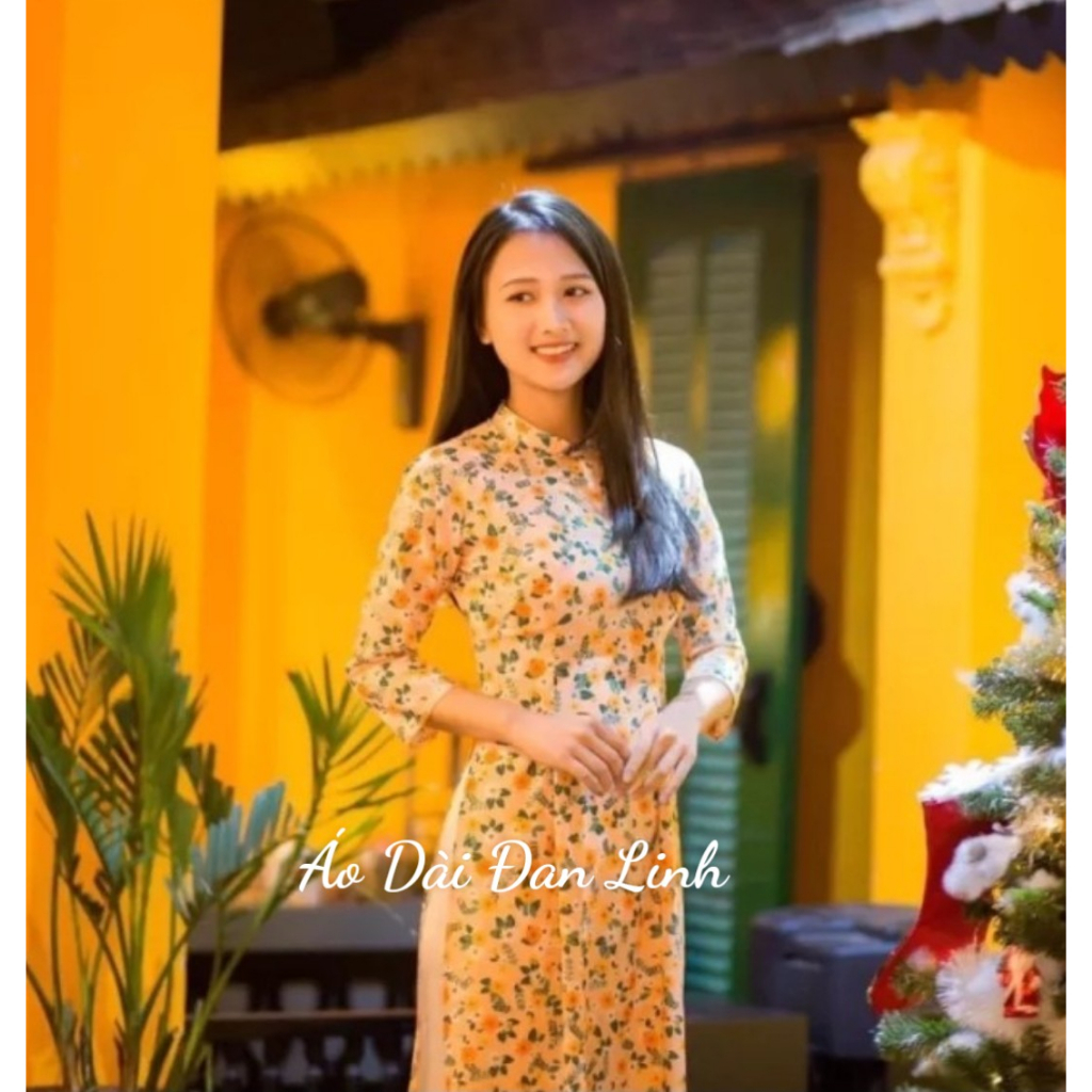 Áo dài in 3D hoa nhí cực cute - Áo Dài Đan Linh