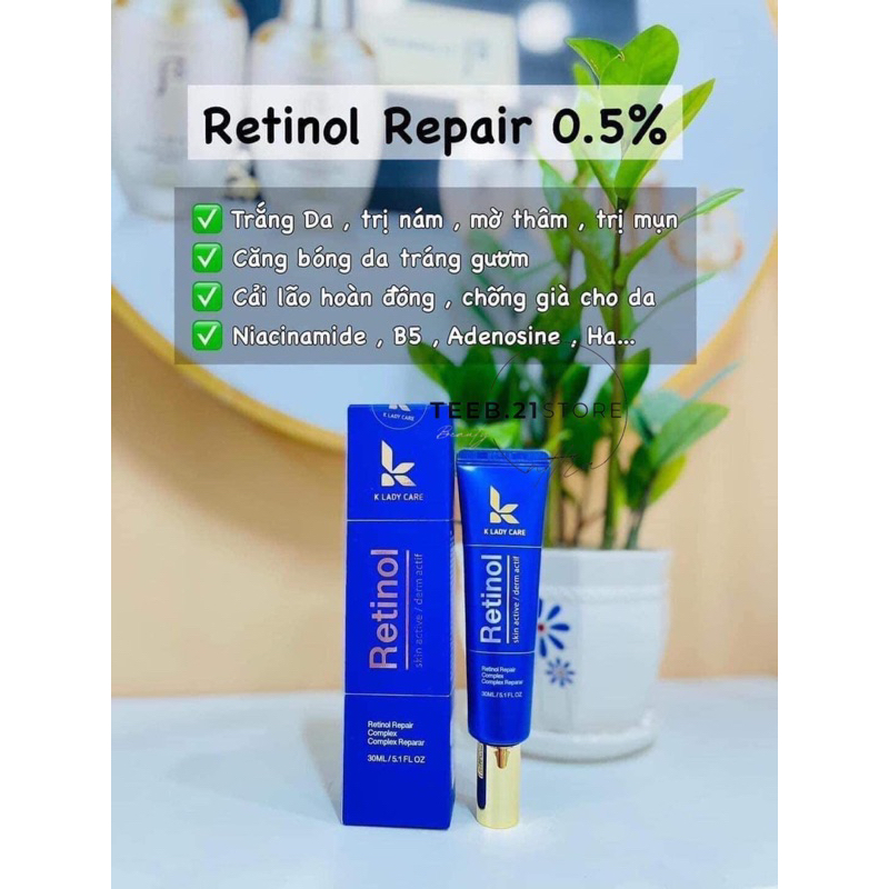 KEM CÃI LÃO HOÀN ĐỒNG RETINOL BAKUCHIOL K LADY CARE- CHỈ VỚI 1 TUYP KEM RETINOL BAKUCHIOL 2% K LADY 