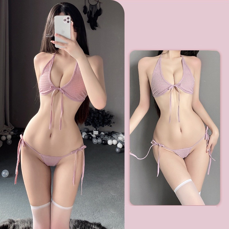 Bộ đồ lót thun mỏng buộc dây hông sexy 2655