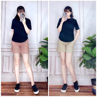 Quần short kaki nữ lưng thun đẹp, giá rẻ màu thời trang