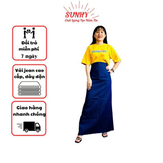 Váy chống nắng nữ cao cấp jean nút bấm trơn SUNHY SHOP