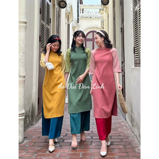Áo dài dáng xưa, áo dài cách tân suông phối tay trẻ trung - Áo Dài Đan Linh