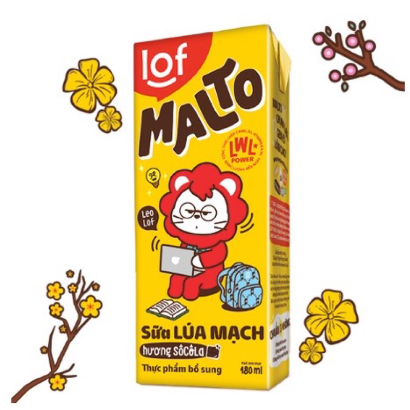 Lốc sữa ca cao lúa mạch Malto hương socola 180ml