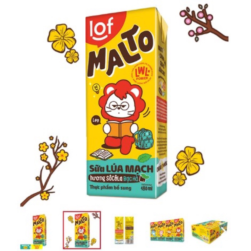 Lốc sữa ca cao lúa mạch Malto hương socola 180ml