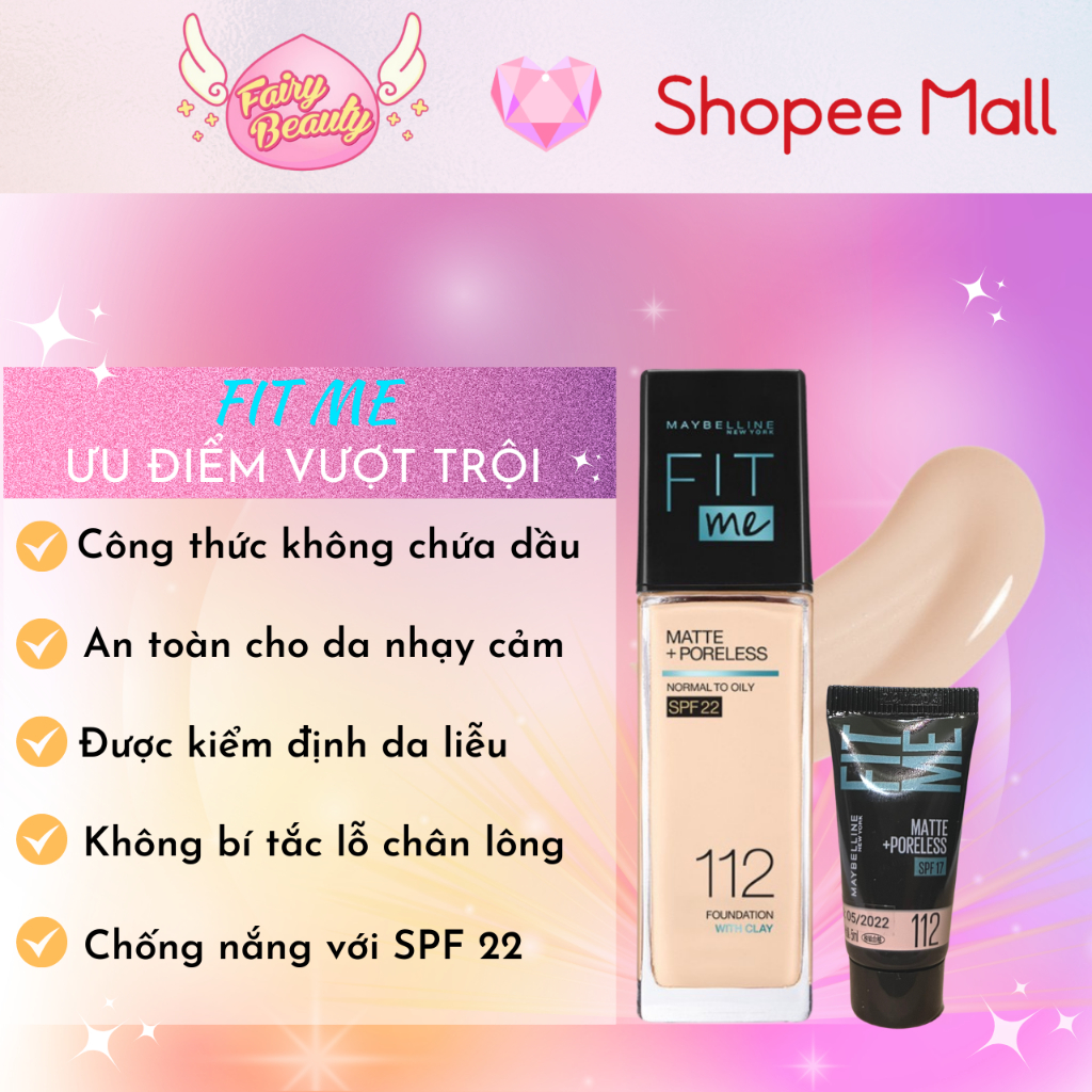 [MAYBELLINE NEW YORK] Kem Nền Kiềm Dầu & Che Phủ Tối Ưu Fit Me Matte Poreless Foundation 30ml/5ml