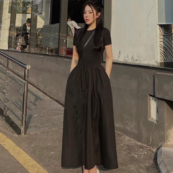 Đầm maxi dài tay ngắn hàng quảng châu, váy xoè đi biển VD985 | BigBuy360 - bigbuy360.vn