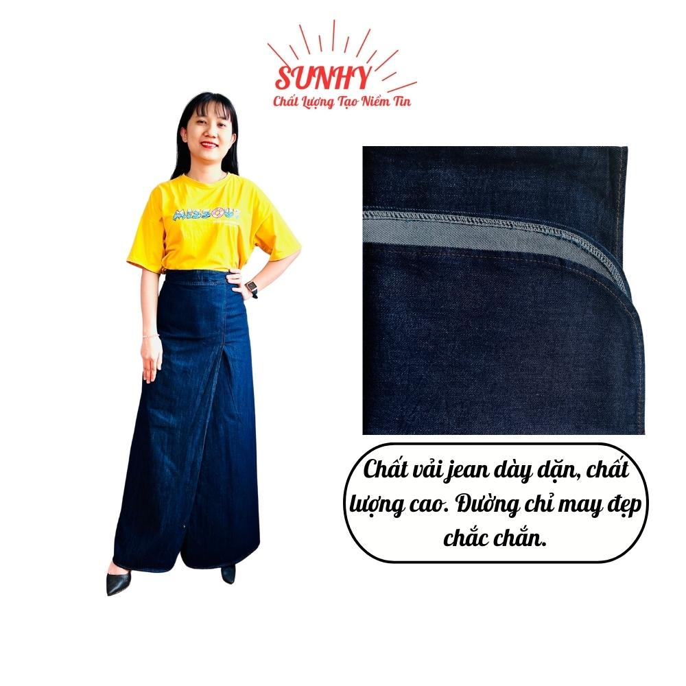 Váy chống nắng jean xẻ tà nữ nút bấm cao cấp SUNHY SHOP