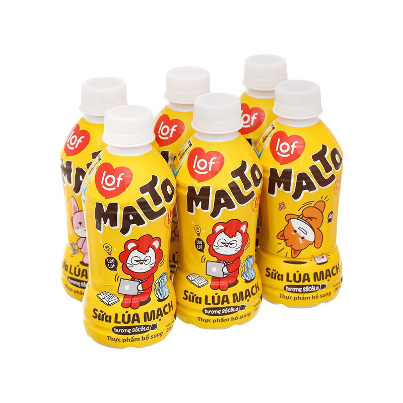 Lốc 6 chai sữa ca cao lúa mạch Malto hương socola  240ml
