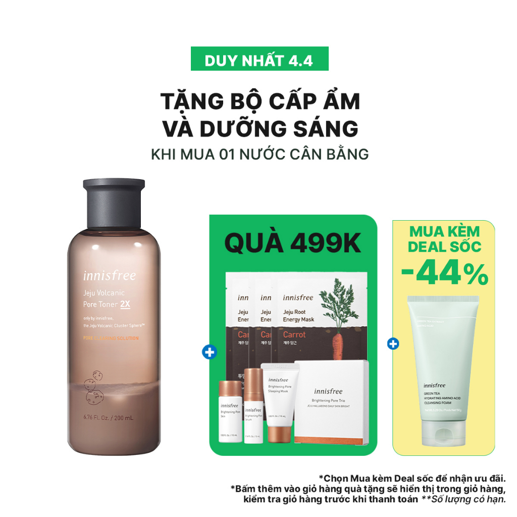 Nước cân bằng chăm sóc da từ tro núi lửa innisfree Jeju Volcanic Pore Toner 2X 200ml