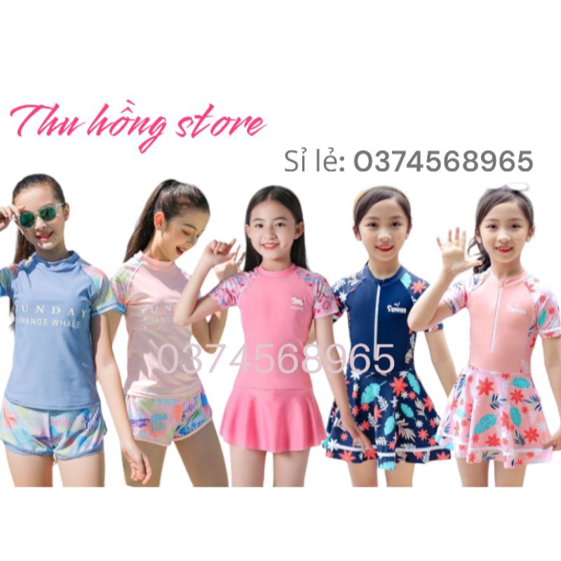 Set bơi bé gái 2 lớp cao cấp đủ size 10kg-45kg