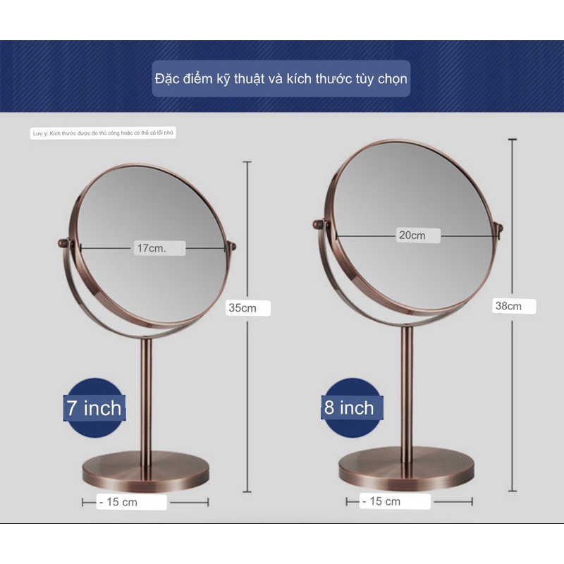 GƯƠNG TRANG ĐIỂM CAO CẤP ĐỂ BÀN 2 MẶT PHÓNG ĐẠI